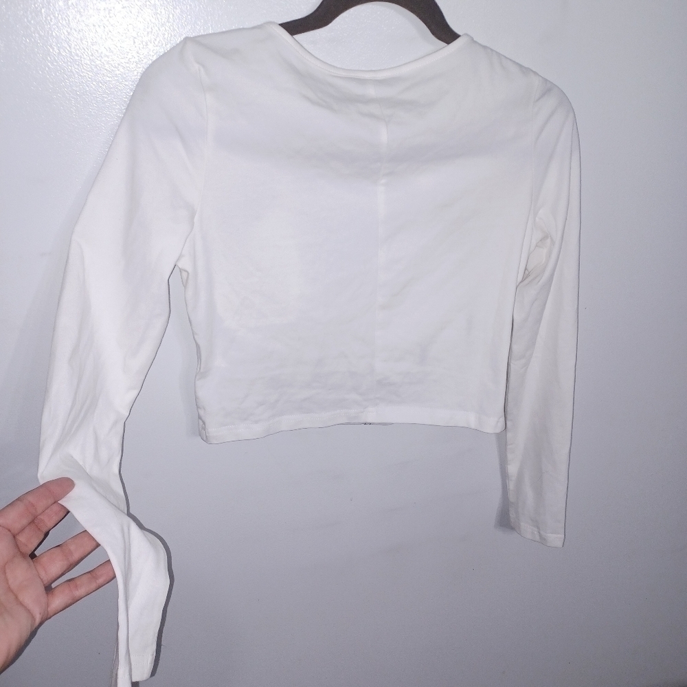 Shein - White- Cut-Out- Long Sleeve Top- W Sz Small - Picture 6 of 7